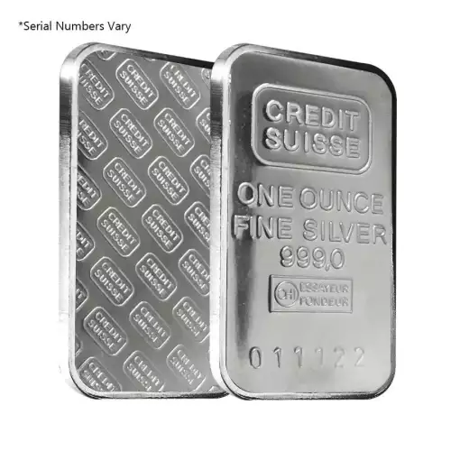 1 oz Credit Suisse vintage silver bar