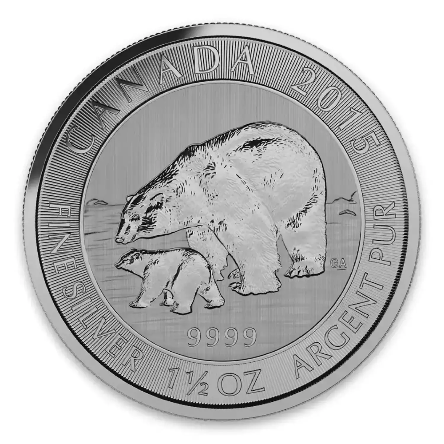 2015 1.5 oz Canadian Silver Polar Bear & Cub