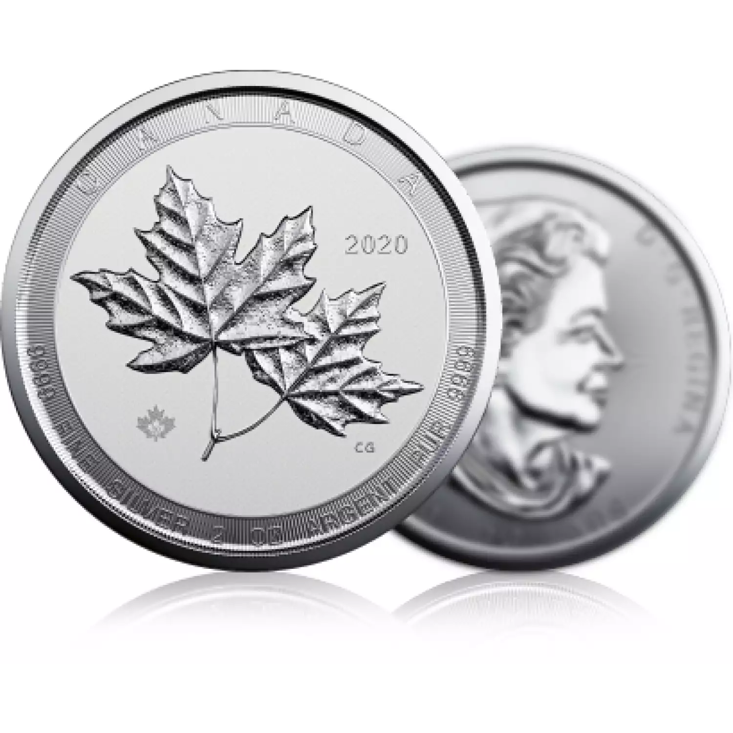 2019 Canada 2 OZ Silver Twin Maple Leaf Round Coin