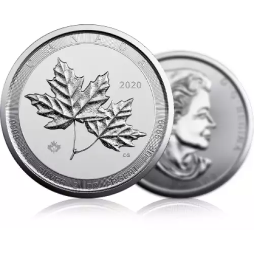 2019 Canada 2 OZ Silver Twin Maple Leaf Round Coin