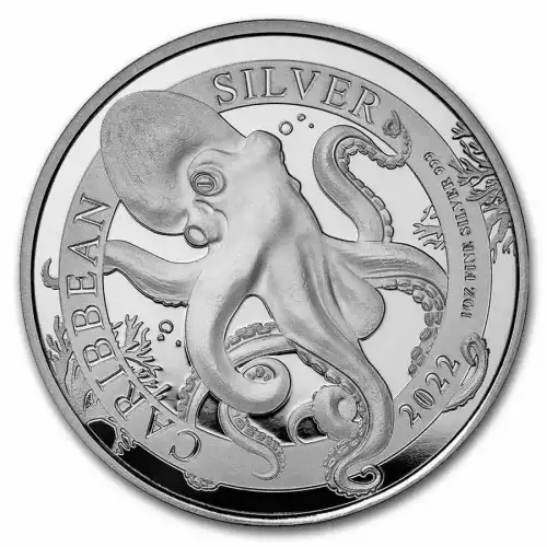 2022 Barbados 1 oz Silver Caribbean Octopus